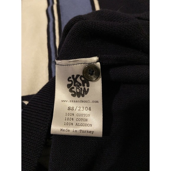Ska and Soul Retro Polo Sweater Blue White Stripes XXL 2XL - Picture 6 of 6